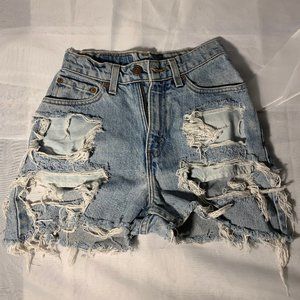 Levis destructed high waisted shorts
